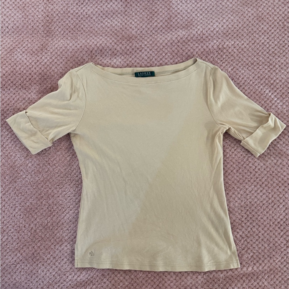 Lauren Ralph Lauren Women's Cream Short Sleeve Top